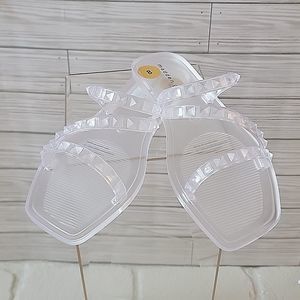 MADDEN GIRL BY STEVE MADDEN CLEAR JELLY PLASTIC SLIDES